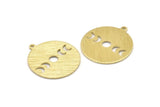 Brass Moon Charm, 6 Textured Raw Brass Moon Phases Charms With 1 Loop (24x22x0.80mm) M02914