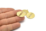 Brass Moon Charm, 6 Textured Raw Brass Moon Phases Charms With 1 Loop (24x22x0.80mm) M02914