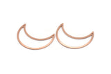 Copper Moon Charm, 6 Raw Copper Crescent Moon Charms With 2 Holes (33x13x0.80mm) M03111