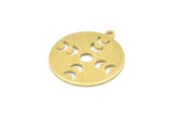 Brass Moon Charm, 6 Textured Raw Brass Moon Phases Charms With 1 Loop (24x22x0.80mm) M02928
