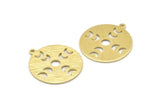 Brass Moon Charm, 6 Textured Raw Brass Moon Phases Charms With 1 Loop (24x22x0.80mm) M02928