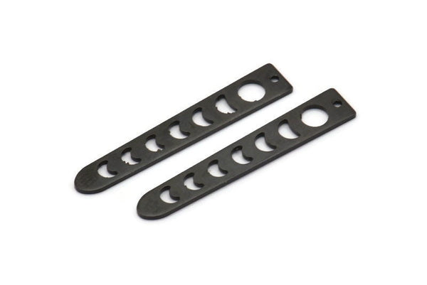 Black Moon Charm, 12 Oxidized Black Brass Moon Phases Charms With 1 Hole (35x6x5x0.80mm) M02342 H0916