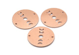 Copper Moon Charm, 8 Raw Copper Moon Phases Stamping Charm With 2 Holes (18x0.80mm) M02967
