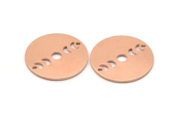 Bakır Ay Tılsımı, 2 Delikli 8 Ham Bakır Ay Evresi Damgalama Tılsımı (18x0,80 mm) M02967
