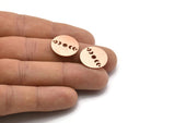 Copper Moon Charm, 8 Raw Copper Moon Phases Stamping Charm With 2 Holes (18x0.80mm) M02967