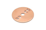Copper Moon Charm, 4 Raw Copper Moon Phases Charms With 1 Hole (22x0.80mm) M02962