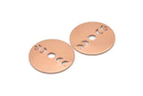 Copper Moon Charm, 4 Raw Copper Moon Phases Charms With 1 Hole (22x0.80mm) M02962