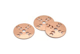 Copper Moon Charm, 4 Raw Copper Moon Phases Charms With 1 Hole (22x0.80mm) M02958