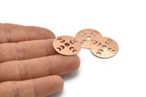 Copper Moon Charm, 4 Raw Copper Moon Phases Charms With 1 Hole (22x0.80mm) M02958
