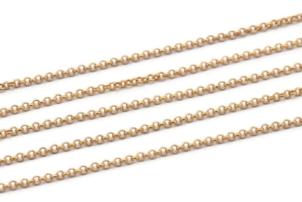 Brass Rolo Chain, Raw Brass Soldered Rolo Chain (2mm) RB 8-17