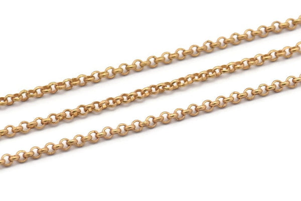 Brass Rolo Chain, Raw Brass Soldered Rolo Chain (1.8mm) Rb 8-16