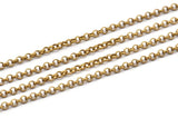 Brass Rolo Chain, Raw Brass Rolo Link Belcher Chain (3mm) MB 8-19 Z135