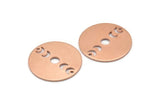 Copper Moon Charm, 4 Raw Copper Moon Phases Charms With 2 Holes (22x0.80mm) M02933