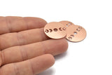 Copper Moon Charm, 4 Raw Copper Moon Phases Charms With 2 Holes (22x0.80mm) M02933