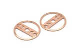 Copper Moon Charm, 4 Raw Copper Moon Phases Charms With 2 Holes (22x0.80mm) M02938