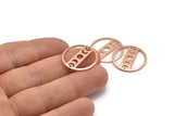 Copper Moon Charm, 4 Raw Copper Moon Phases Charms With 2 Holes (22x0.80mm) M02938
