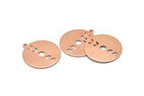 Copper Moon Charm, 4 Raw Copper Moon Phases Charms With 1 Loop (24x22x0.80mm) M02936