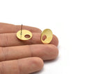 Brass Round Earring, 8 Raw Brass Hoop Stud Earrings (16x1mm) D1076 A1311