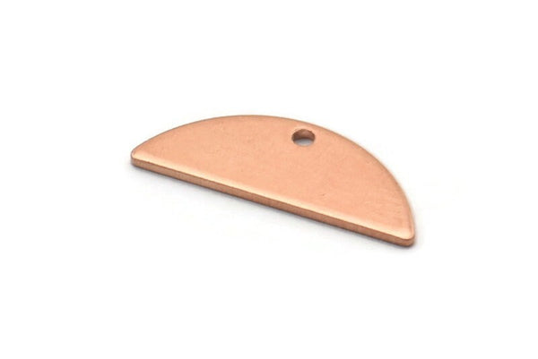 Semi Circle Charm, 12 Raw Copper Half Moon Charms With 1 Hole, Blanks, Stamping Blanks (7x18x0.80mm) M03043
