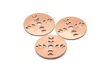 Copper Moon Charm, 8 Raw Copper Moon Phases Stamping Charm With 2 Holes (18x0.80mm) M03015