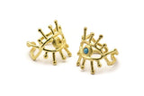 Brass Eye Ring, Raw Brass Eye Ring With 1 Stone Settings - Pad Size 3mm N1892