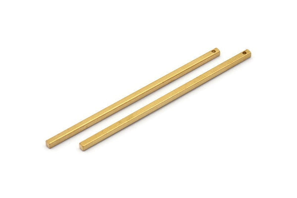 Tiny Necklace Bar, 12 Raw Brass Bar With 1 Hole, Necklace, Earring Findings (60x2mm) BS 2323