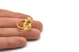 Brass Ring Settings, Raw Brass Moon Phases Shaped Ring With 1 Stone Setting - Pad Size 3mm N0571