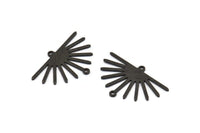 Black Sun Charm, 4 Textured Oxidized Black Brass Sun Charms With 2 Loops (19x30x0.80mm) M02325