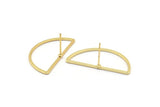 Semi Circle Earring, 6 Gold Plated Brass Semi Circle Stud Earrings (30x15mm) D0011 A1150 Q0836