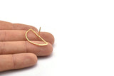 Semi Circle Earring, 6 Gold Plated Brass Semi Circle Stud Earrings (30x15mm) D0011 A1150 Q0836