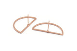 Semi Circle Earring, 6 Rose Gold Plated Brass Semi Circle Stud Earrings (30x15mm) D0011 A1150 Q0836