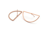 Semi Circle Earring, 6 Rose Gold Plated Brass Semi Circle Stud Earrings (30x15mm) D0011 A1150 Q0836