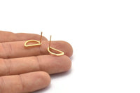 Gold Semi Circle Earring, 6 Gold Plated Brass Half Moon Earring Posts, Pendants, Findings (15x7.5x1.2mm) E342 Q0520