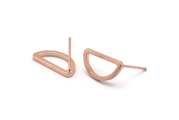 Gül Altın Yarım Daire Küpe, 6 Gül Altın Kaplama Pirinç Yarım Ay Küpe Direği, Kolye Uçları, Bulgular (15x7,5x1,2 mm) E342 Q0520