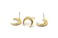 Altın Ay Küpe, 4 Dokulu Altın Kaplama Pirinç Boynuz Küpe, Mücevher Parçası (12x3.50x3mm) N0303 A1193