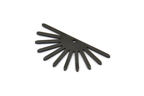 Black Sun Charm, 6 Oxidized Black Brass Sun Charms With 1 Hole (16x30x0.80mm) M02312