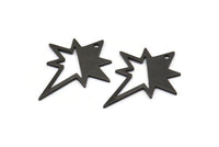 Black Pole Star Charm, 6 Oxidized Black Brass, Black Charms, Black Pole Star Charms With 1 Hole (27x22x0.80mm) M02484