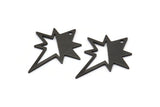Black Pole Star Charm, 6 Oxidized Black Brass, Black Charms, Black Pole Star Charms With 1 Hole (27x22x0.80mm) M02484
