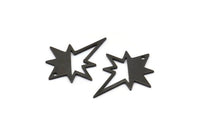 Black Pole Star Charm, 6 Oxidized Black Brass, Black Charms, Black Pole Star Charms With 1 Hole (27x22x0.80mm) M02484