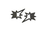 Black Pole Star Charm, 6 Oxidized Black Brass, Black Charms, Black Pole Star Charms With 1 Hole (27x22x0.80mm) M02484