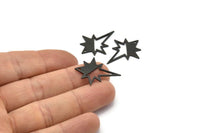 Black Pole Star Charm, 6 Oxidized Black Brass, Black Charms, Black Pole Star Charms With 1 Hole (27x22x0.80mm) M02484