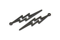 Black Lightning Charm, 10 Oxidized Black Brass, Black Lightning Charms With 1 Loop (35x8x0.80mm) M02474