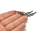 Black Lightning Charm, 10 Oxidized Black Brass, Black Lightning Charms With 1 Loop (35x8x0.80mm) M02474