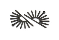 Black Sun Charm, 6 Textured Oxidized Black Brass Sun Charms With 1 Loop (17x30x0.80mm) M02319