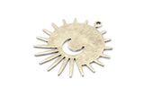 Silver Sun Charm, 4 Antique Silver Plated Brass Sun And Crescent Charms With 1 Loop, Findings (29x28x0.80mm) M02012