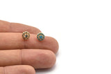 Gold Round Earring, 4 Gold Plated Brass Round Stud Earrings (7mm) SY0200