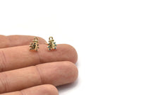 Gold Ladybug Earring, 4 Gold Plated Brass Ladybug Stud Earrings, CZ Pave Luck Earrings, Zircon Ladybug Stud Earrings (10x8mm) SY0199