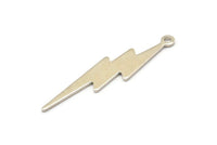 Silver Lightning Charm, 10 Silver Tone, Silver Lightning Charms With 1 Loop (35x8x0.80mm) M02472