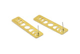 Brass Rectangle Earring, 4 Textured Raw Brass Moon Phases Stud Earrings (40x10x0.80mm) M01833 A2501
