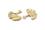 Gold Ginkgo Pendant, Gold Plated Brass Ginkgo Leaf Charm With 1 Loop (23x22mm) B-3